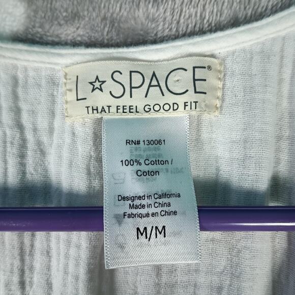 L Space Jumpsuit Womens Medium Gauze Puff Sleeve Pockets Boho Romper - Picture 2 of 14